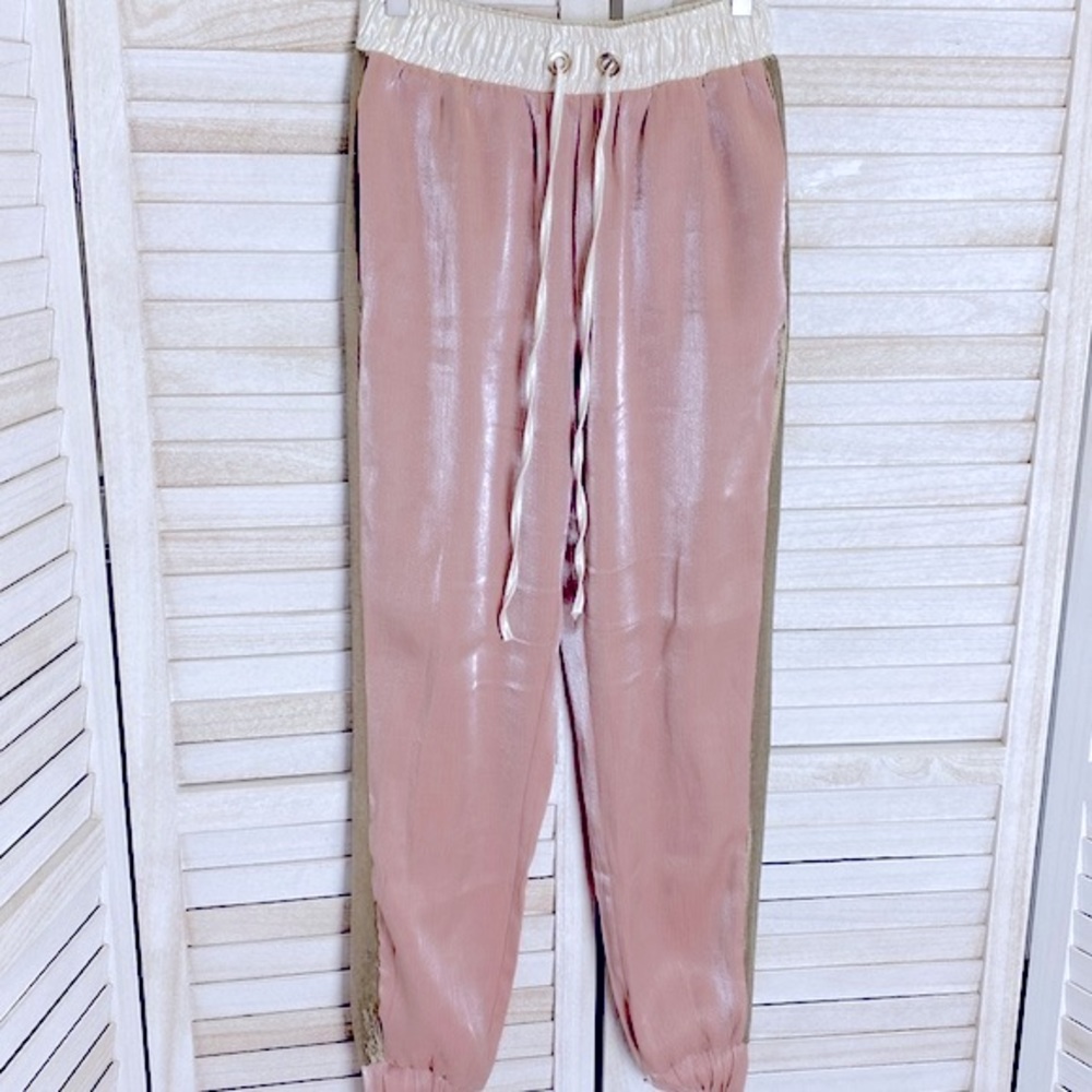 Zara Pink Metallic Satin Effect Joggers.  Size XS - Picture 2 of 16